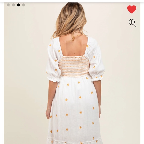 Pink Blush White and Yellow smocked Embroidered Dress - Picture 2 of 3